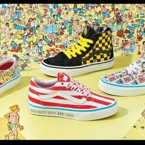 Where's Waldo x Vans Old Skool Sneakers Unisex Red/White Stripe EUC  5.5